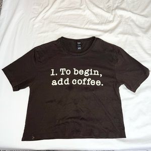 Cropped Lake Tahoe 1. to begin, add coffee t shirt brown XS